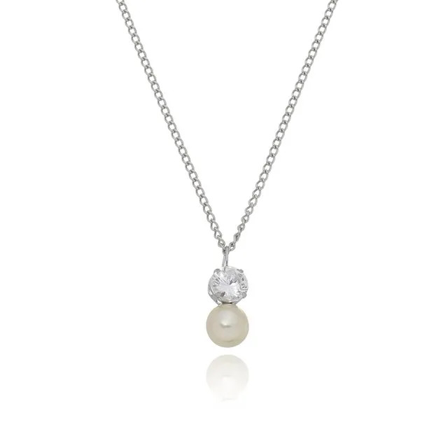 08 mm Pearl Choker with Semi-Jeweled Zirconia in Antiallergic Stainless Steel