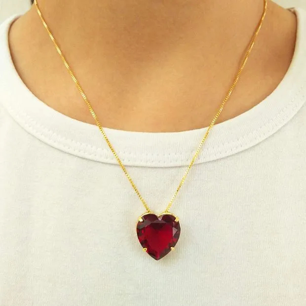 Choker with Ruby Heart Pendant